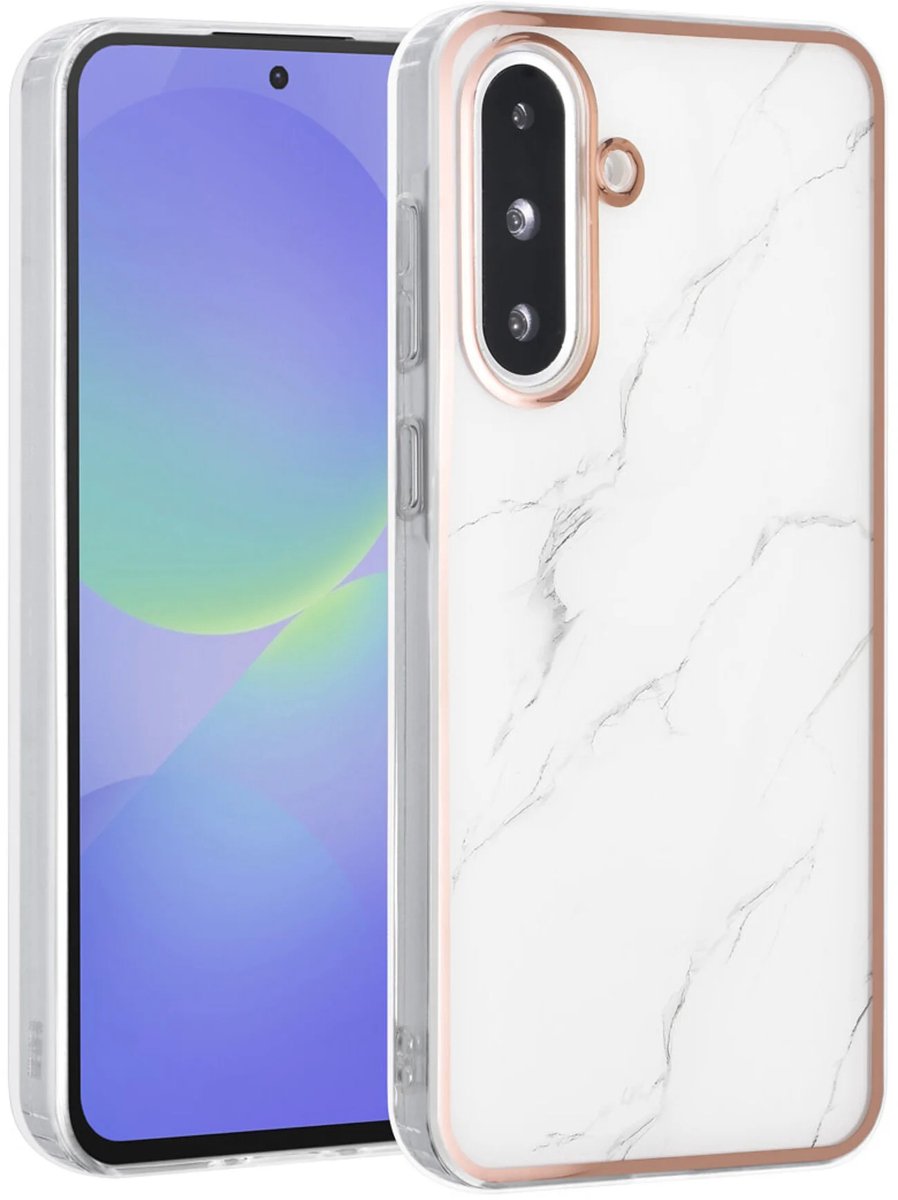 TPU Back Cover hoesje - Marble Wit Print - Geschikt voor: Samsung Galaxy A36