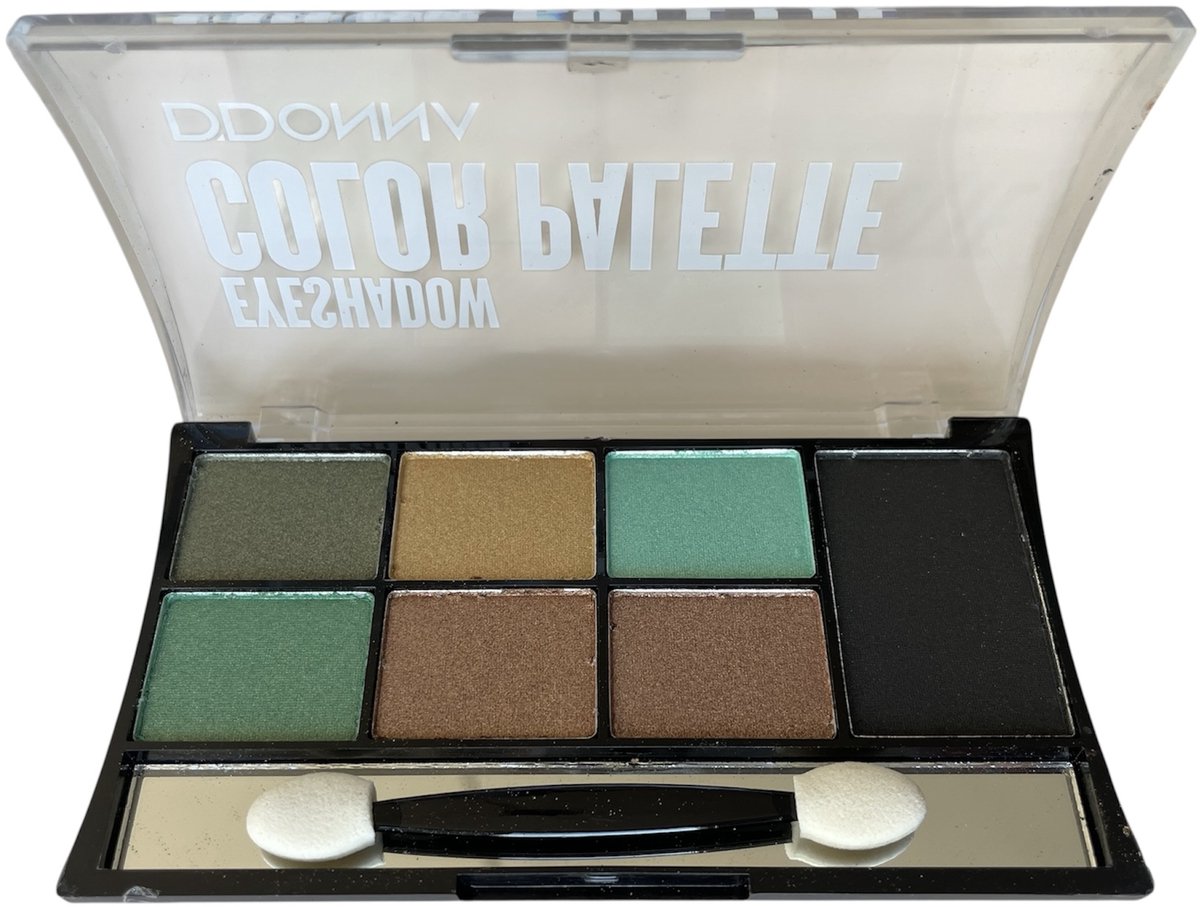 D'Donna - Color Palette Oogschaduw - Planet Verde - Groen/Goud/Bruin/Zwart - 1 doosje met applicator en spiegeltje