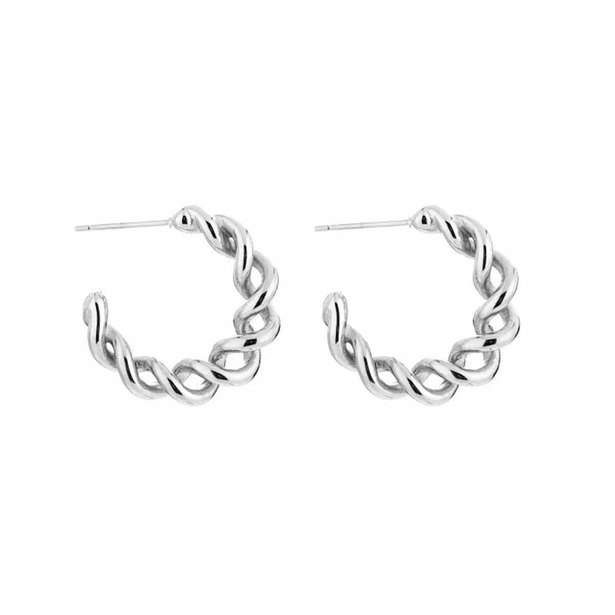 oorringen - gedraaid - stainless steel - zilver - cadeau tip