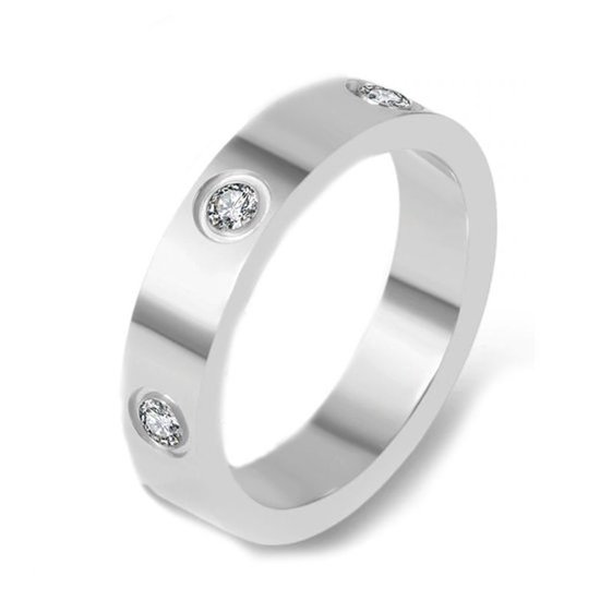 VCKJ Bague Femme | Thin Diamond Stud | Argent | Acier Inoxydable avec Zirconia | Taille 59