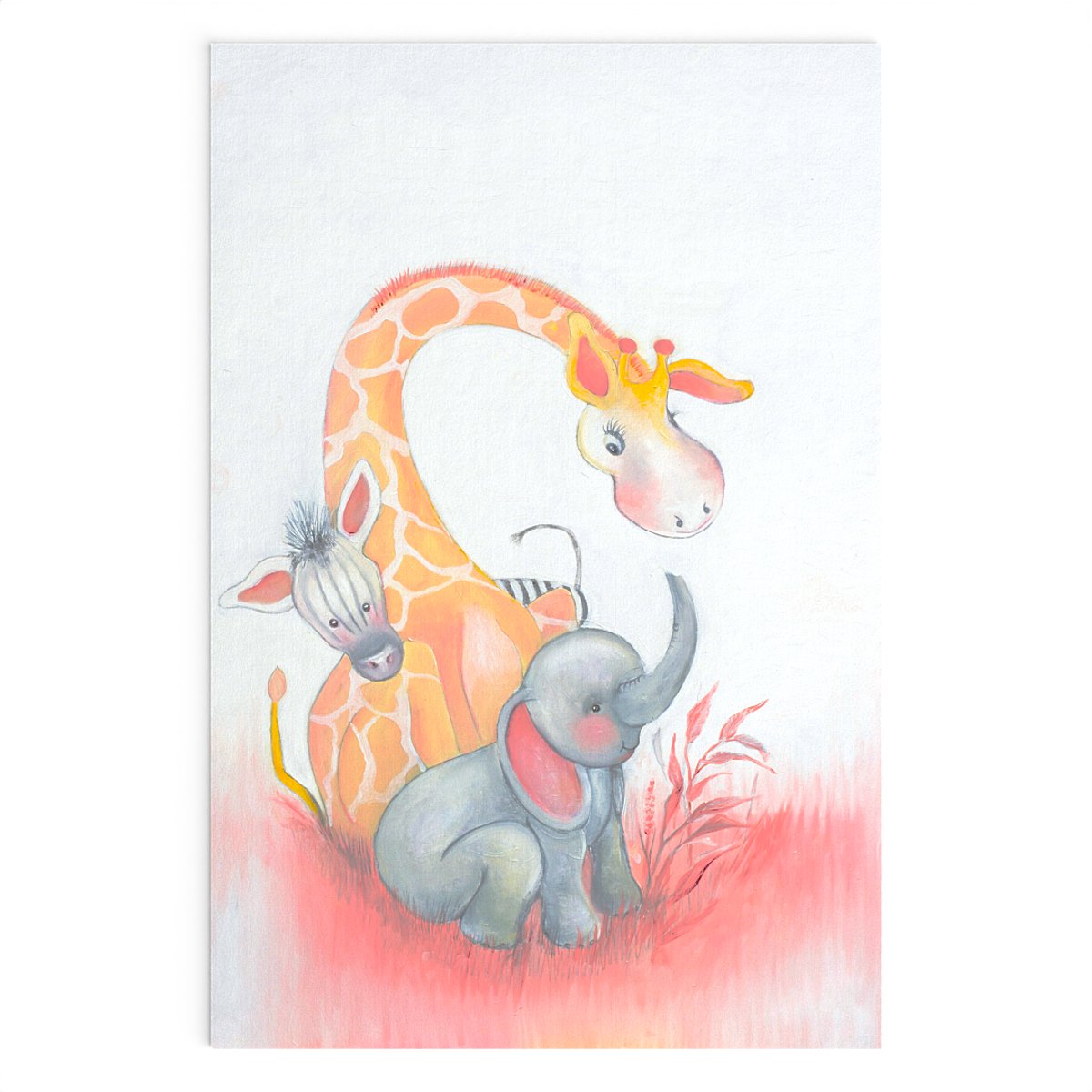 Twinkelschilderijen poster kinderkamer - Poster Olifant Giraffe en Zebra - Decoratie babykamer en kinderkamer - Wanddecoratie - Muurdecoratie - Accessoire 50x70cm | Incl GRATIS ophangsysteem |