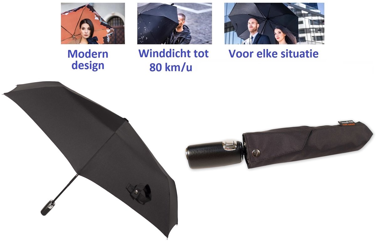 Paraplu voor heren - Paraplu voor mannen - Herenparasol. Automatische open en te sluiten paraplu. Stormparaplu - Winddicht tot 80 km/u. Carbon Steel. Lichtgewicht en Duurzaam - Ø 100 cm. Reisparaplu / Waterdicht / Modern design / Hoge kwaliteit.