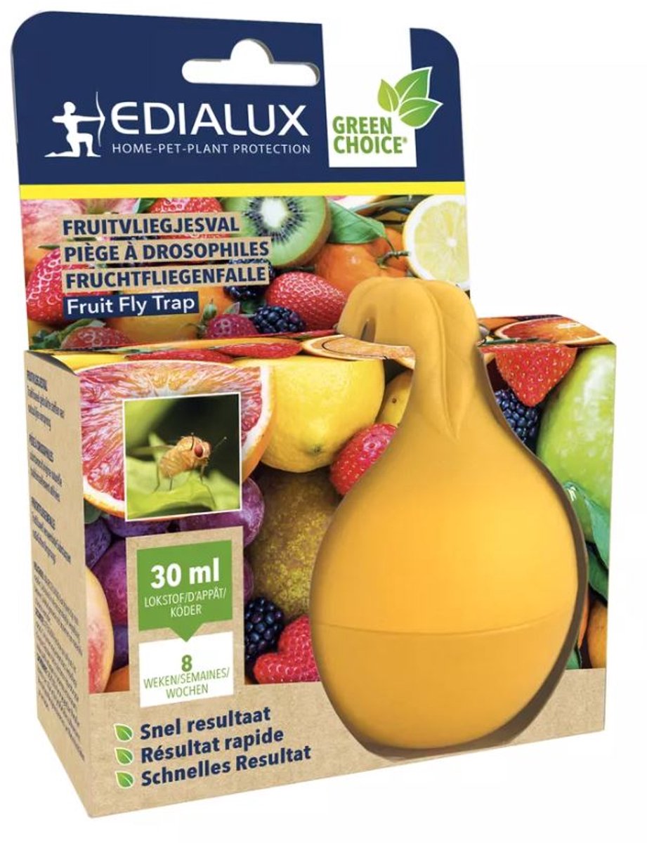 Edialux Fruitvliegjes vanger – Fruitvliegjesval – Fruitvliegval – Fruitvliegjes bestrijden - Fruitvliegjes vallen - Snel resultaat – 30ml