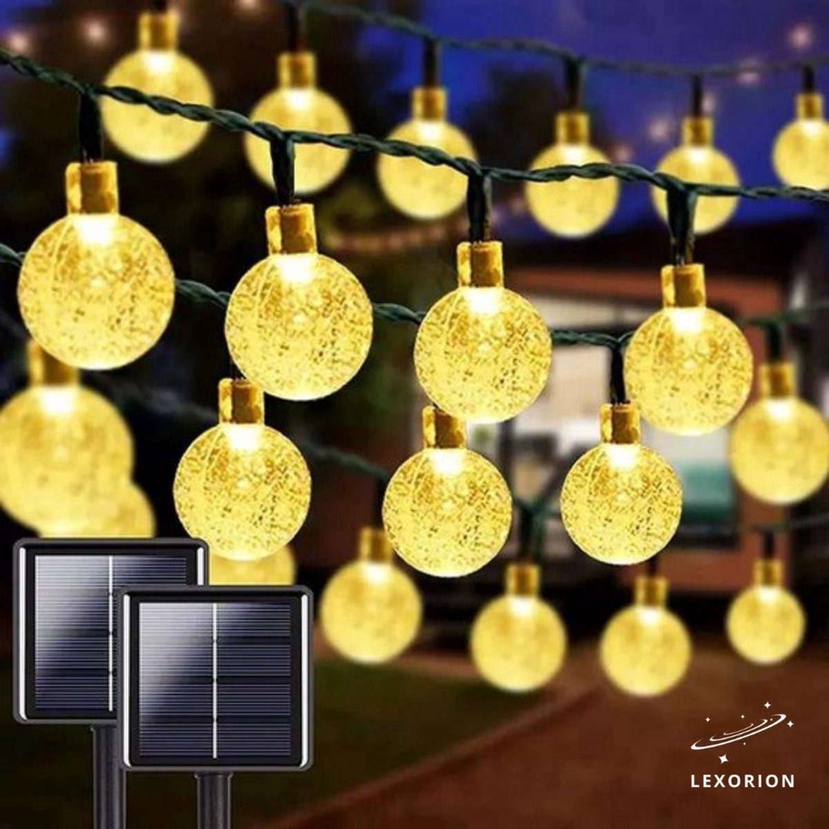 Lexorion Fairy - Solar Lichtsnoer - Buitenverlichting - Solar Tuinverlichting - Warm Wit - 50LED - 9 meter - Buiten op Zonne Energie - Sfeerverlichting - IP65 Weerbestendig - Lichtslinger - LED Lampjes Slinger