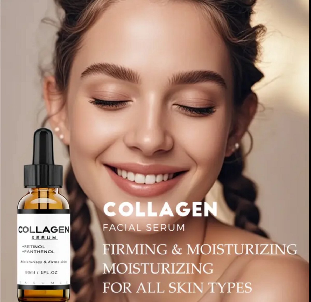Collageen serum Ultra Hydraterend Collageen Serum - Verstevigend & Voedend, voor Mannen en Vrouwen - Rijk aan Retinol en Panthenol