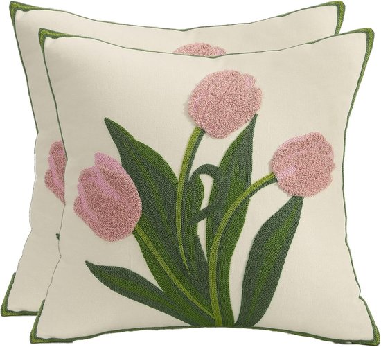 ASDCXZ Bloem Kussensloop 40 x 40 cm, set van 4, fris roze