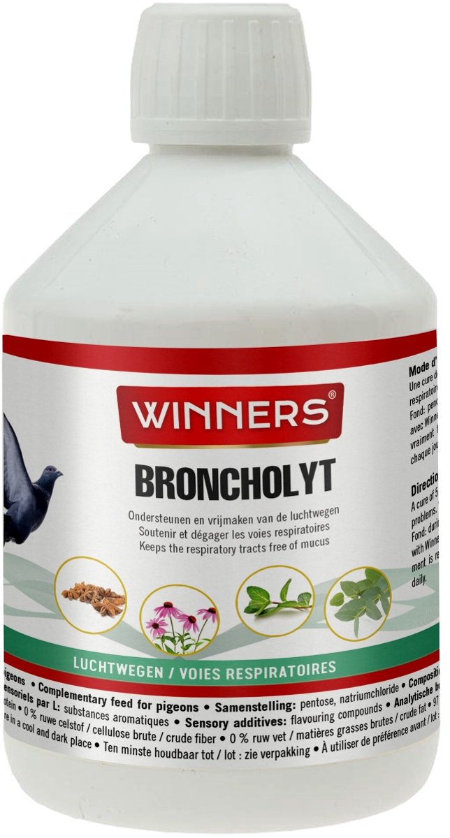 Belgian Winners Broncholyt 500ml - voor postduiven - luchtwegen, spijsvertering, slijmoplossend
