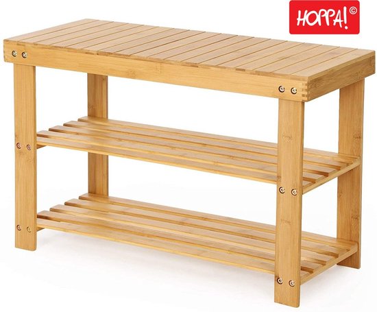 Foto: Hoppa bamboe schoenenrek bankje bruin hout 71 x 29 x 46 cm b x d x h 