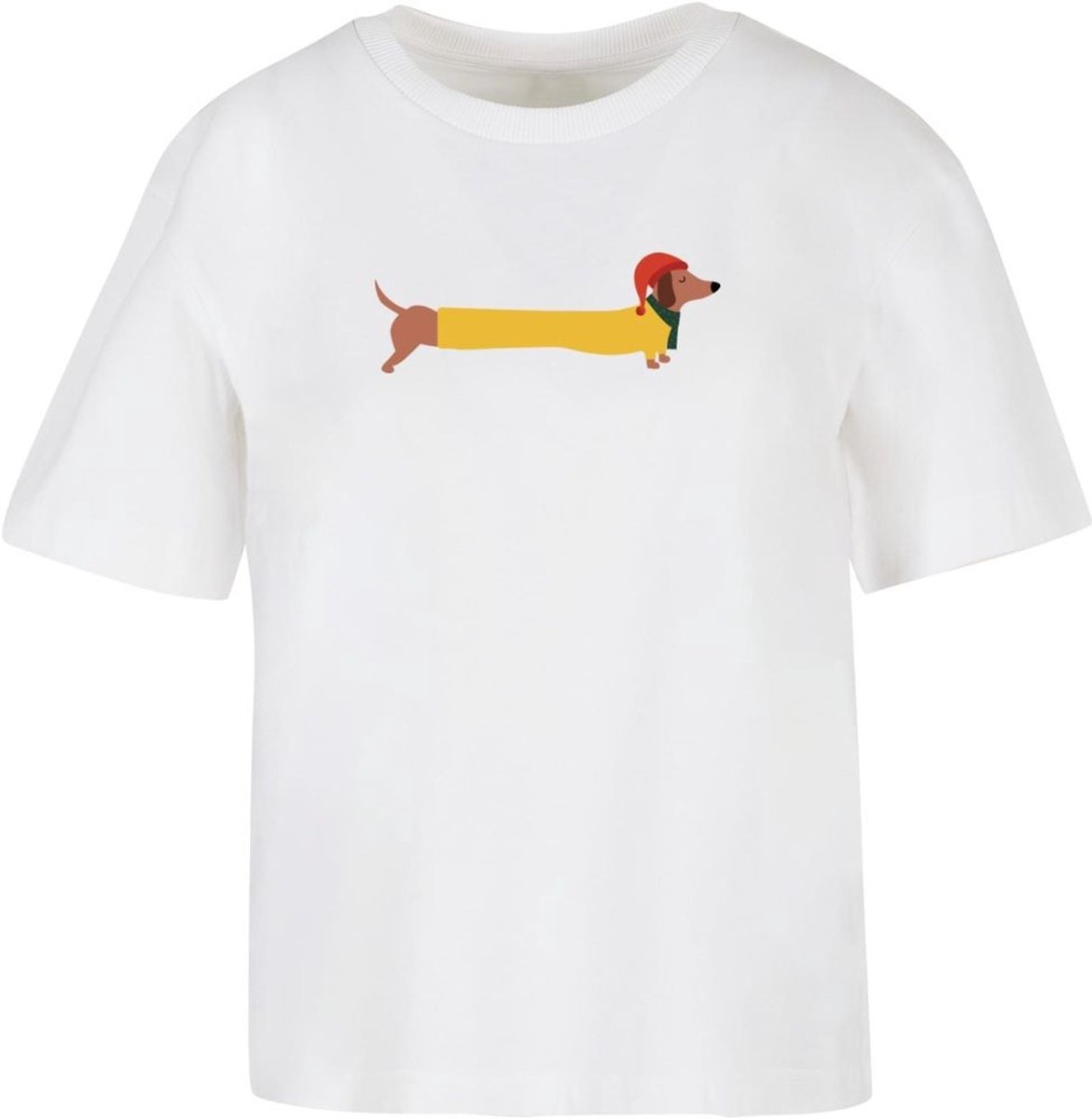 Merchcode Dameskerst-T-shirt met hond MP0009150