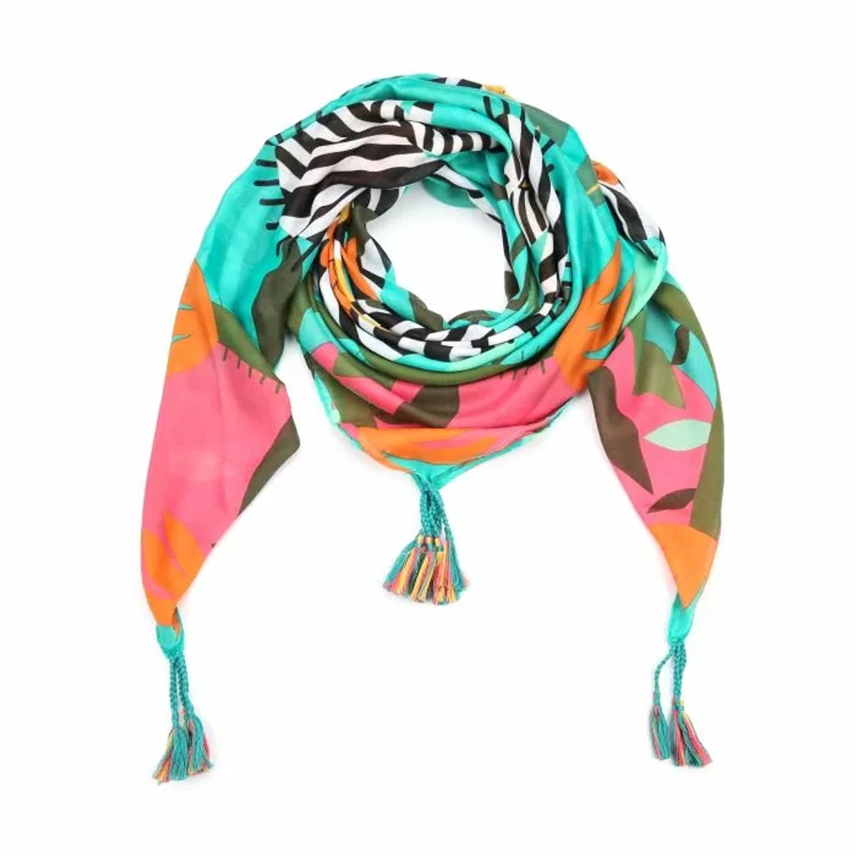 sjaal - dames - vierkant - multi color blue