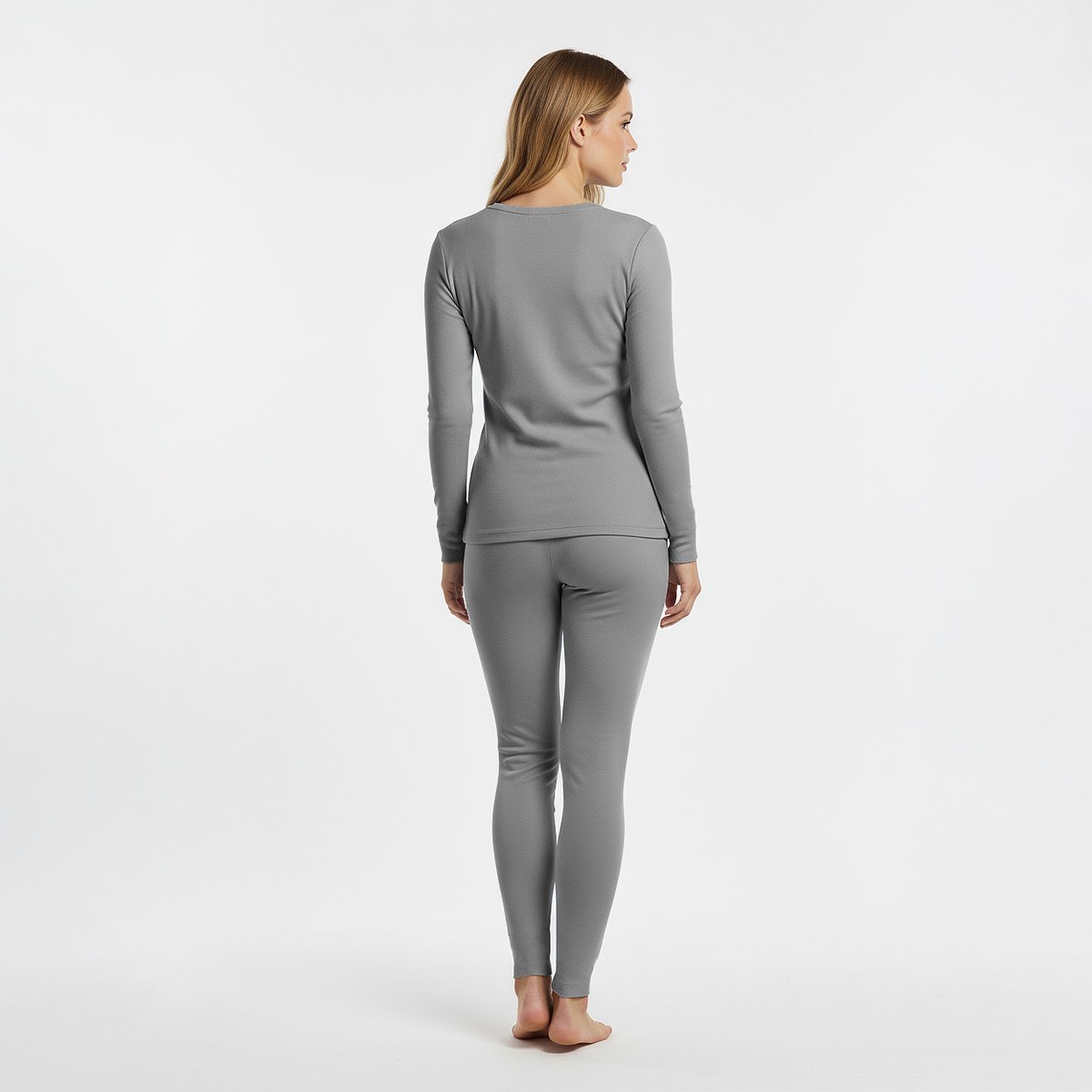 IWOLLENCE Thermo-ondergoed voor dames, set skiondergoed, warm, geribbeld, fleece, thermische kleding, abrikoos, M