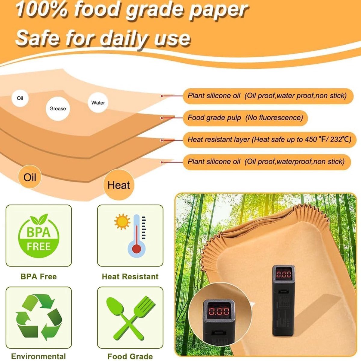 Namajunas - Bakpapier airfryer - Bakpapiervellen - Geschikt voor Philips Dual Basket Airfryer 3000-serie en 5000-serie (6L/3L) – modellen NA350/300 en NA550/500 - 120 Stuks - Airfryer Wegwerpbakjes - Geschikt voor Philips 9L heteluchtfriteuse — afbeelding 6