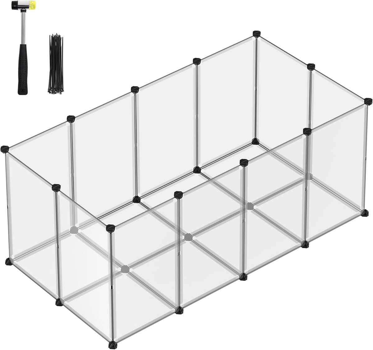 Songmics - Buitenren - dierenhok - ren - 145 x 72 x 57 cm - met bodemplaten - kunststof - voor cavia's, hamsters, konijnen, egels etc.