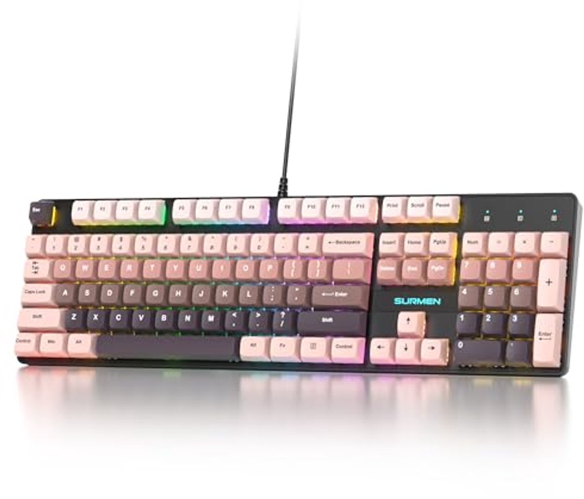Volledig Grootte Mechanisch Toetsenbord met RGB Achtergrondverlichting - Gaming Toetsenbord met Numpad