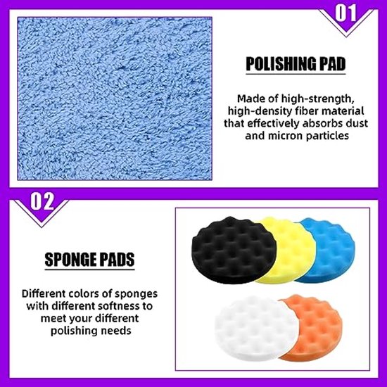Ferleiss 10Pc 180Mm 7 Platte Spons Bruto Polijsten Buffing Pad Kit voor Auto Polijstmachine Schoon Waxen Auto Verf Onderhoud Care