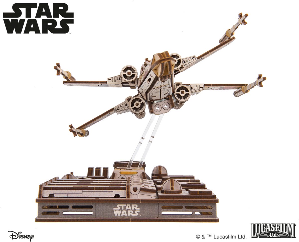 UGEARS 3D Modelbouw - Luke Skywalker's X-Wing Starfighter - Star Wars - Mechanisch Bouwpakket Hout - Educatief Speelgoed — afbeelding 23