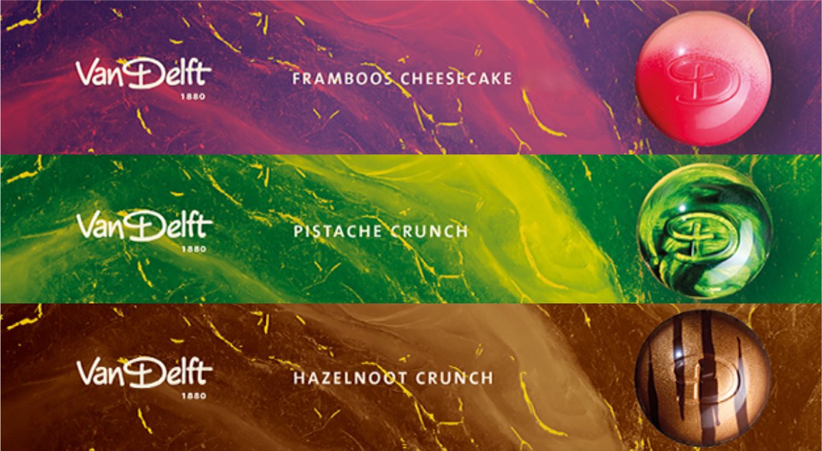 Van Delft - Bonbon Trio Bundle: Framboos cheesecake, pistache en hazelnoot crunch - Kruidnoten Cadeau - Personeelsgeschenk - Sinterklaas geschenk