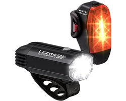 Lezyne Fusion Drive 600 + KTV Drive Pro+ - Fietsverlichting set - USB Oplaadbare Fietslampjes - Fietslicht Voor en Achter - Waterdicht - 500 lumen - Zwart