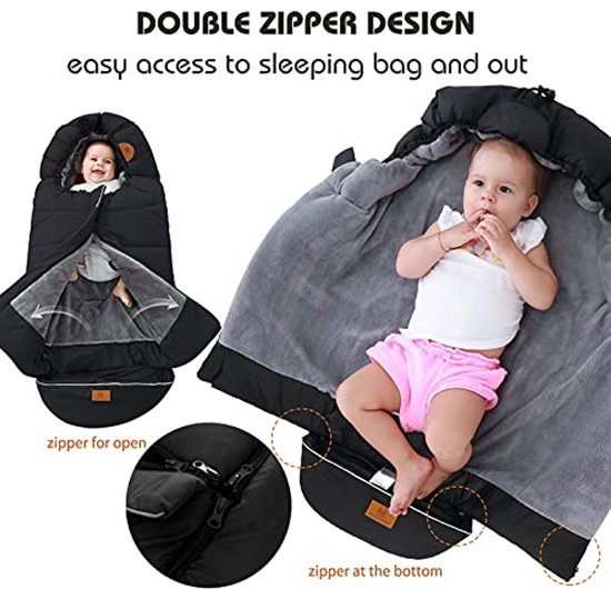 Universele Voetenzak voor Kinderwagens en Autostoeltjes - Verwijderbare Waterdichte Antislip Fleece Babyslaapzak van Universele — afbeelding 3