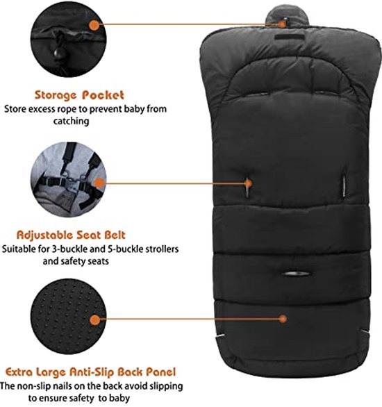 Universele Voetenzak voor Kinderwagens en Autostoeltjes - Verwijderbare Waterdichte Antislip Fleece Babyslaapzak van Universele — afbeelding 2