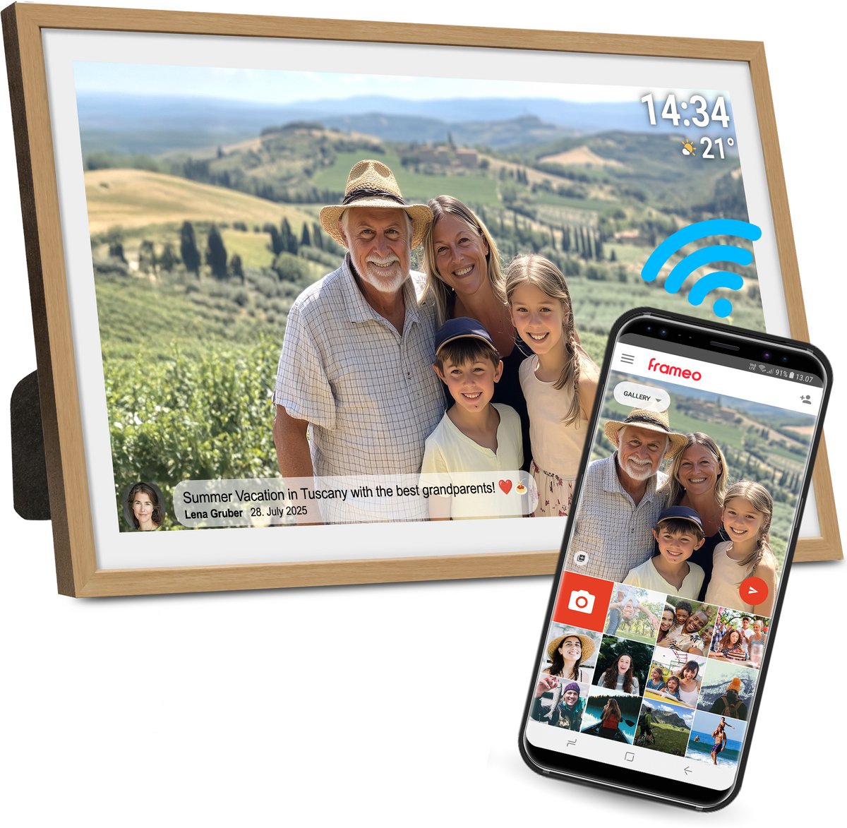 Denver Digitale Fotolijst 32 inch - XXL - Full HD - Frameo App - Fotokader - WiFi - 32GB - IPS Touchscreen -PFF3263 - Denver - €439,00