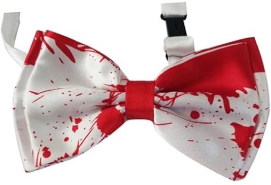 Daity Halloween stropdas voor heren, Halloween bloederige vlinderdas, Halloween wit en rode stropdas
