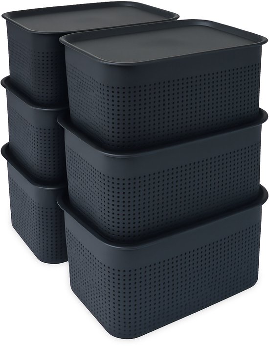 boîte de rangement - lot de 6 - noir