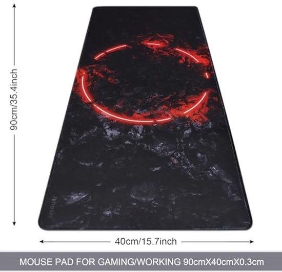 Grote gaming muismat met antislip rubberen basis en gestikte randen - 90x40 cm — afbeelding 3