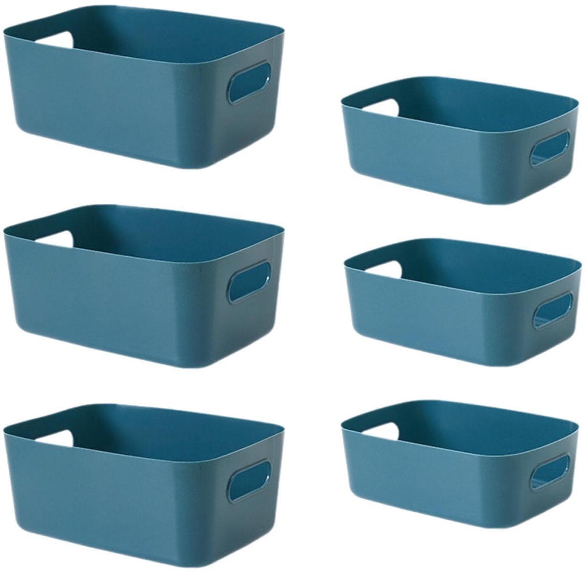 Ibenzoa® Set van 6 multifunctionele kunststof opbergmanden zonder deksel in blauw