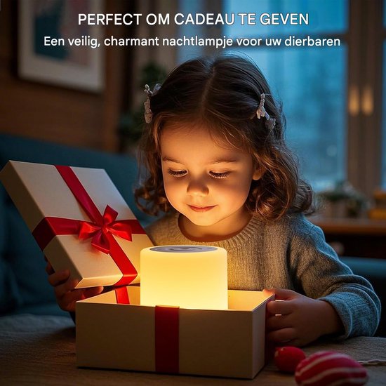 QTTVBTNA -LED Nachtlamp met Touch Dimming - 7 Kleuren & 3 Kleurovergangen - USB Opladen & Draadloos Oplaadstation - Houtnerf Design - Sfeerlamp voor Slaapkamer, Woonkamer, Nachtkastje of Camping van QTTO — afbeelding 5