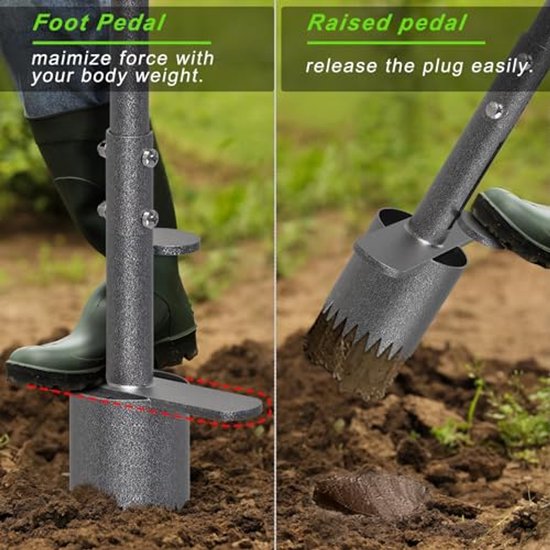 Bollenplanter met lange steel en scherpe vertanding - 80 cm, ideaal voor het planten van bloemen in gazon — afbeelding 2