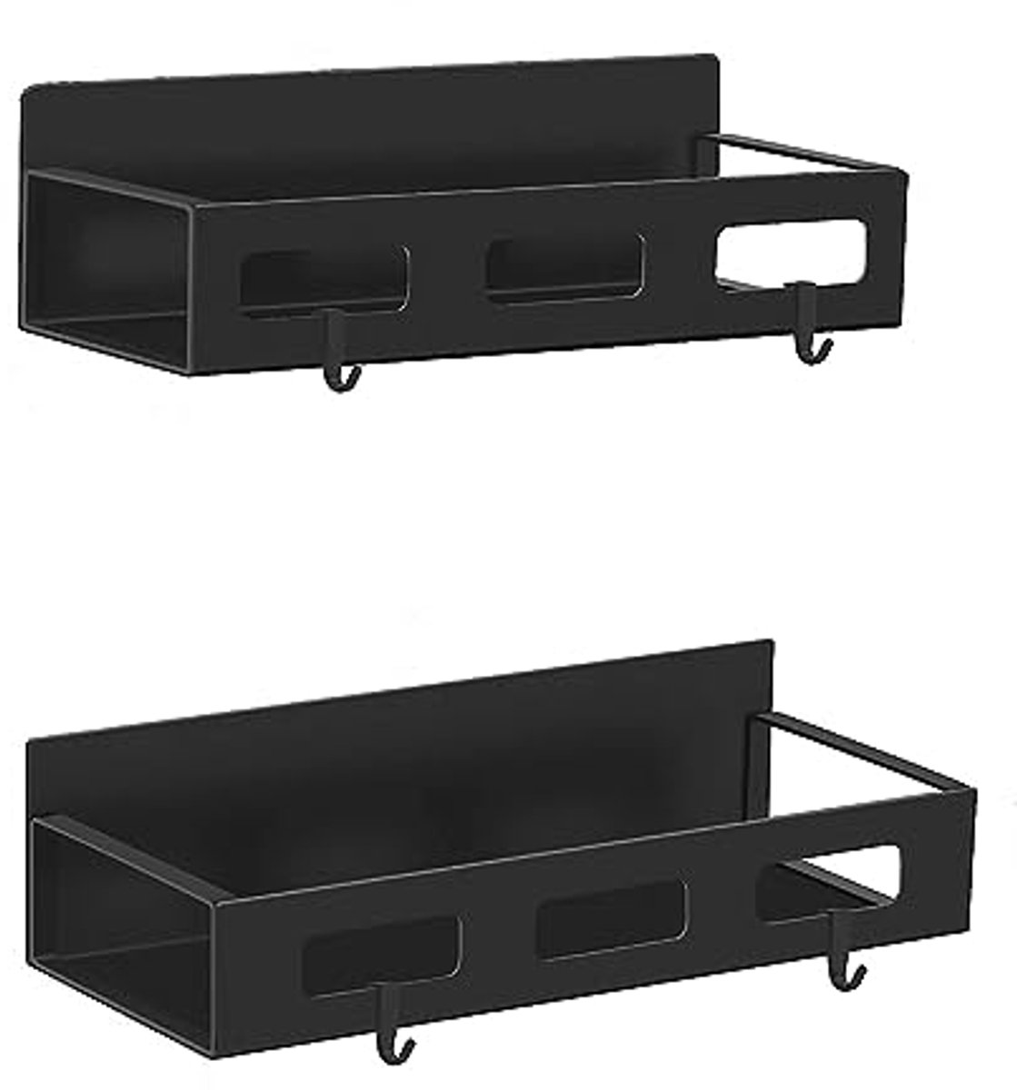 Set van 2 magnetische keukensrekken van roestvrij staal - Hangrek, kruidenrek en koelkastrek met 4 haken