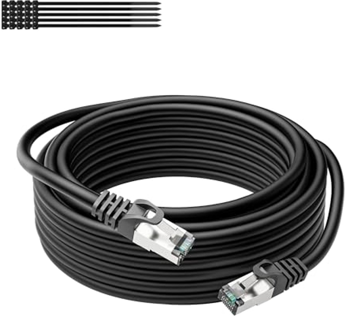 Cat 6A Ethernetkabel 10 Gbit/s - 20 Meter - Binnen en Buiten Gebruik - Hoge Snelheid 550 MHz - Vernikkelde Aansluitingen