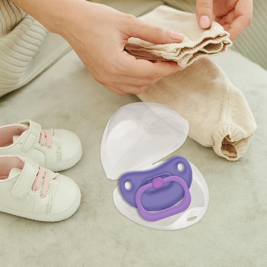 2 fopspeen opbergdozen-fopspeendoosjes-transparante hygiënedoosjes-stofdicht en makkelijk schoon te maken-geschikt voor het dragen van babyfopspenen binnen en buiten (6,1*7*5,1cm) — afbeelding 5