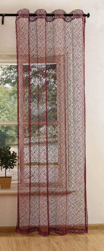 Rideau en filet transparent bordeaux Ibenzoa® avec œillets pour une décoration intérieure élégante