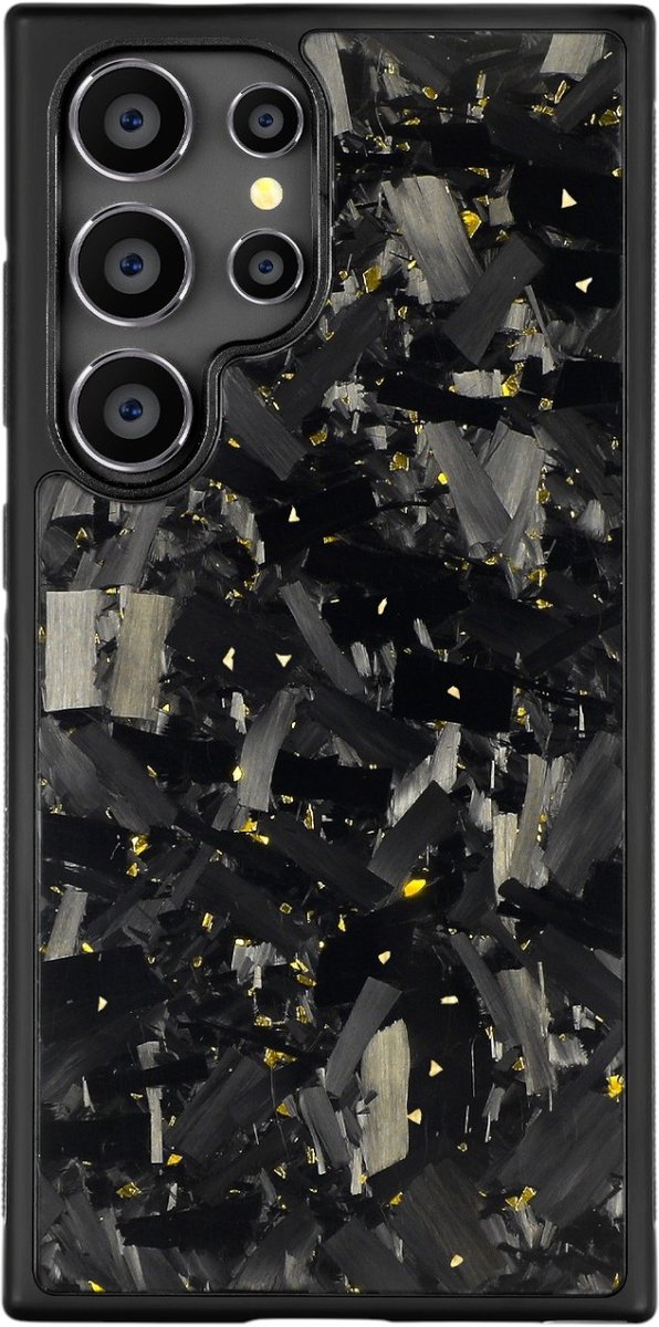 FirstClassCarbon – Samsung Galaxy S25 Ultra – Carbon Fiber Hoesje – Forged Carbon – MagSafe Compatibel – Dun & Shockproof Telefoonhoesje – Goud