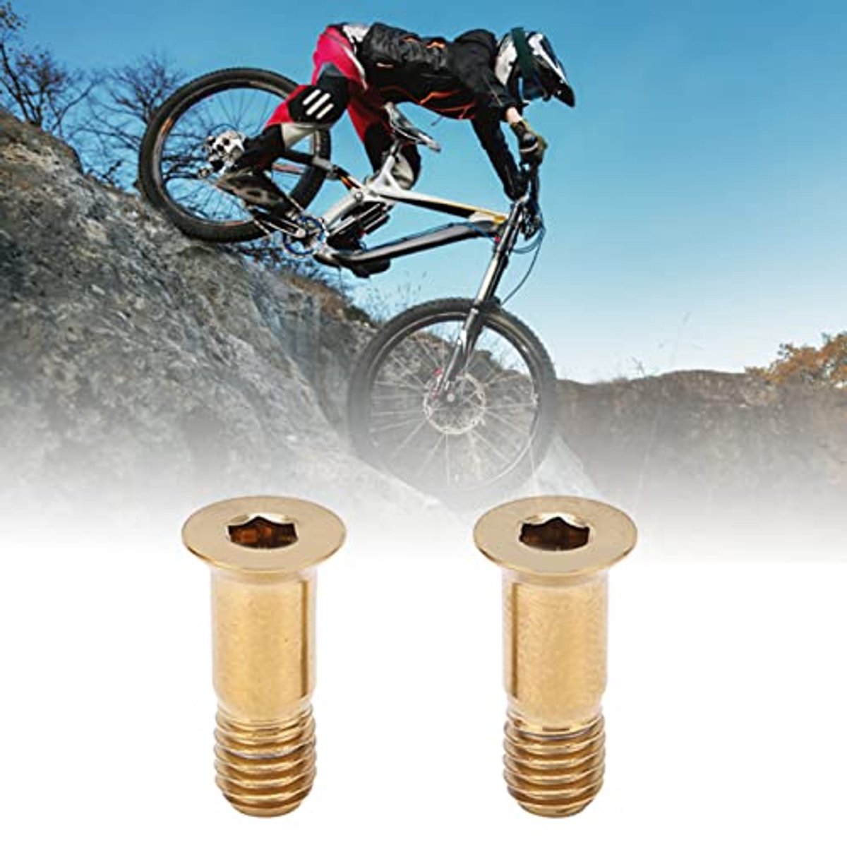 M5 14.2mm Flat Head Hollow Rear Derailleur Guide Wheel Screws, Alloy Golden Derailleur Pulley Bolt Screws for Race Mountain Bike thumbnail 2
