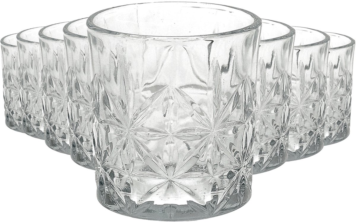 Whiskey Glazen Set 8 stuks – 230 ml – Whisky Glazen / Tumbler Glazen – Glas Set voor Whiskey, Water, Cocktail of Frisdrank – Drinkglazen / Waterglazen – Glazen Set voor Bar & Thuis