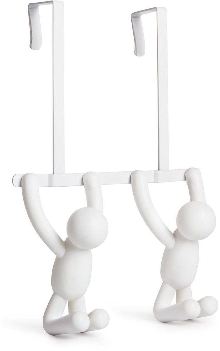 Ibenzoa Witte deurkapstok met dubbele haken en speels design voor extra opbergruimte