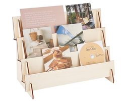 3-laags Kaart Display Stand - Houten Multifunctionele Organizer voor Stickers en Brochures - 40x19x28cm