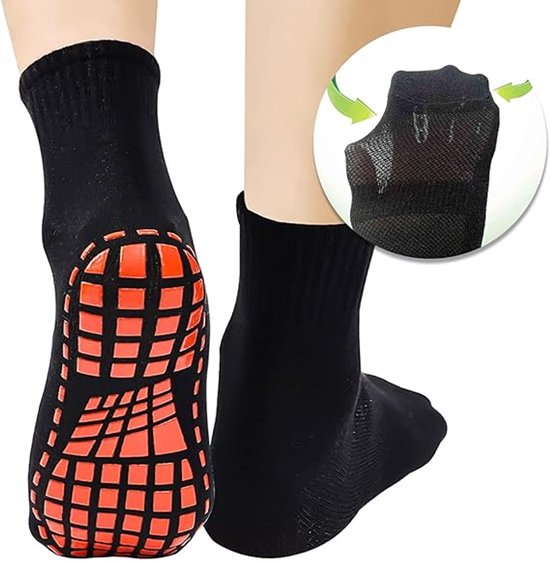Yogasokken - 2 paar antislipsokken - Barefoot - Yogasokken - Antislip - Pilates - Home - Sokken met reliëfstippen - Zwart - Marineblauw van Merkloos — afbeelding 3