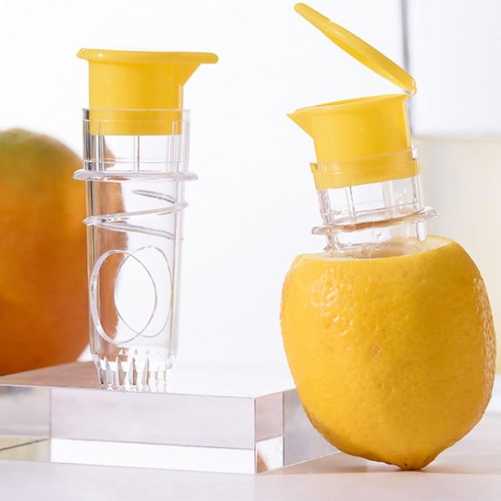 Citruspers - 2 stuks - Citroenpers - Handmatig - Handig en compact - Met een schenktuit - Citroenspuit - Limoenpers - Citroenpers met schroefdop - Huishoudelijke Sinaasappel Juicer - Kleine Mini Draagbare Sinaasappelpers van Merkloos — afbeelding 2