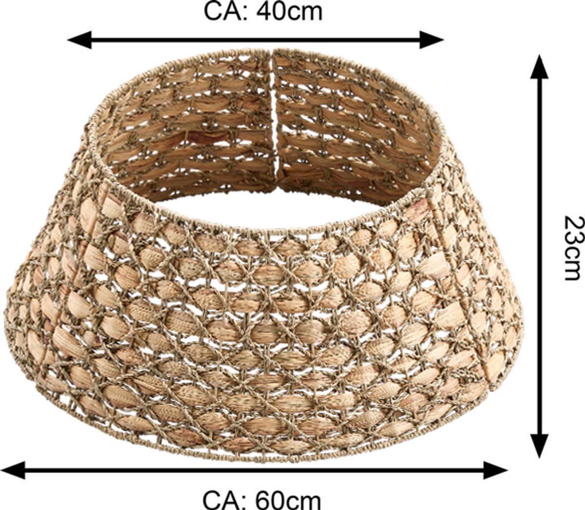 Meisterhome Kerstboommand - Kerstboomrok van natuurlijke Zeegrass - Ø 60 cm - Decoratieve hoes om de kerstboomstandaard - Kerstboomring - kraag Kerstboomrok - H23 x Ø60 cm - Zeegras - Naturel Bruin 3 elementen – foto 5