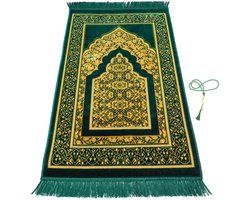 FIRASET Islamitische Gebedskleed – Seccade– Turkse Zachte Dunne Gebedsmat – Janamaz Sajada – Inclusief Gebedskralen – Ramadan & Eid Geschenk voor Mannen en Vrouwen – 66x110 cm
