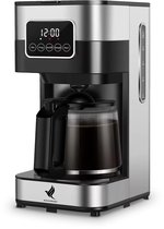 Cafetière NovaWare - Café filtre – 1.5L - Cafetières – Écran – 12 Tasses – Noir/Inox
