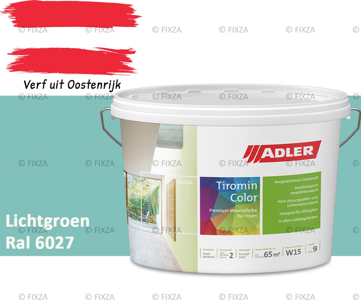 ADLER Aviva Tiromin-Color Silicaat Muurverf Binnen – 3 Liter – RAL 6027 Lichtgroen, Hoogdekkende & Ademend – Ecologische Schimmelwerende Wandverf