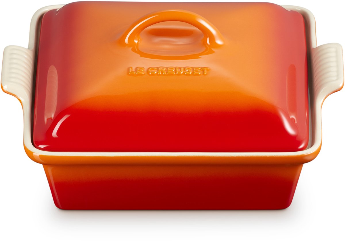 Le Creuset - Ovenschaal - Vierkant - Met Deksel - 23x23 Cm / 2,4 Liter - Oranjerood