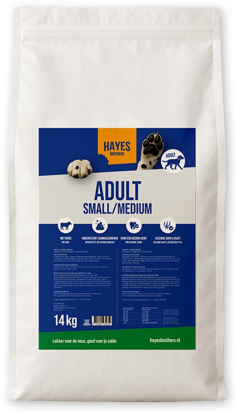 14KG Hayes Brothers Premium Adult Medium Breed Hondenvoer - Krokante Hondenbrokken vol met Vitamines & Mineralen
