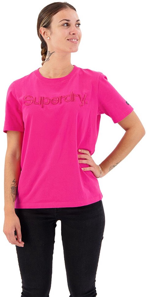 Superdry Tonal T-shirt met geborduurd logo Dames T-shirts Roze
