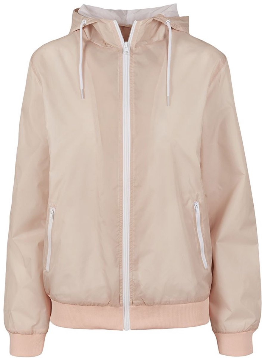 Build Your Brand Windrunner Dames Hoodie met Rits Light Roze